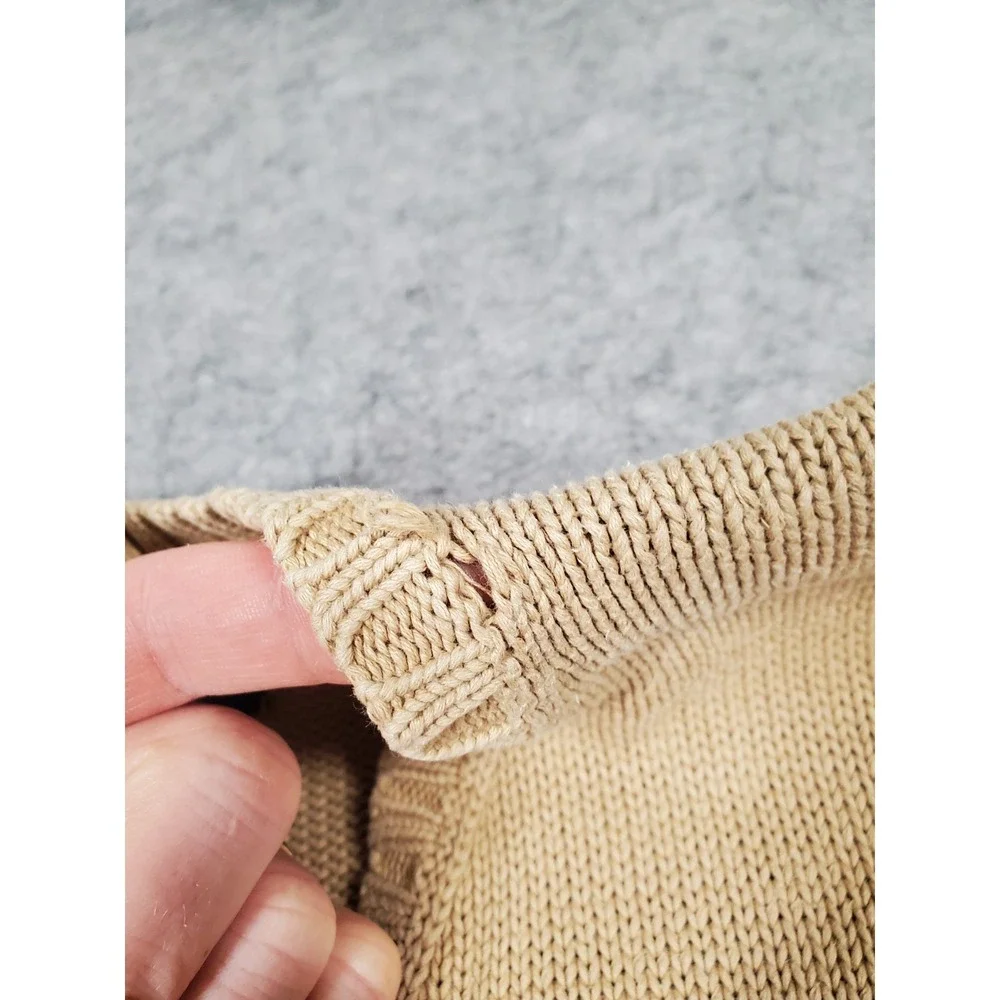 Vintage Polo Ralph Lauren Sweater Vest Mens Med Beige V Neck Pony Knit Pullover